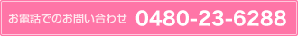 お電話でのお問い合わせ 0480-23-6288